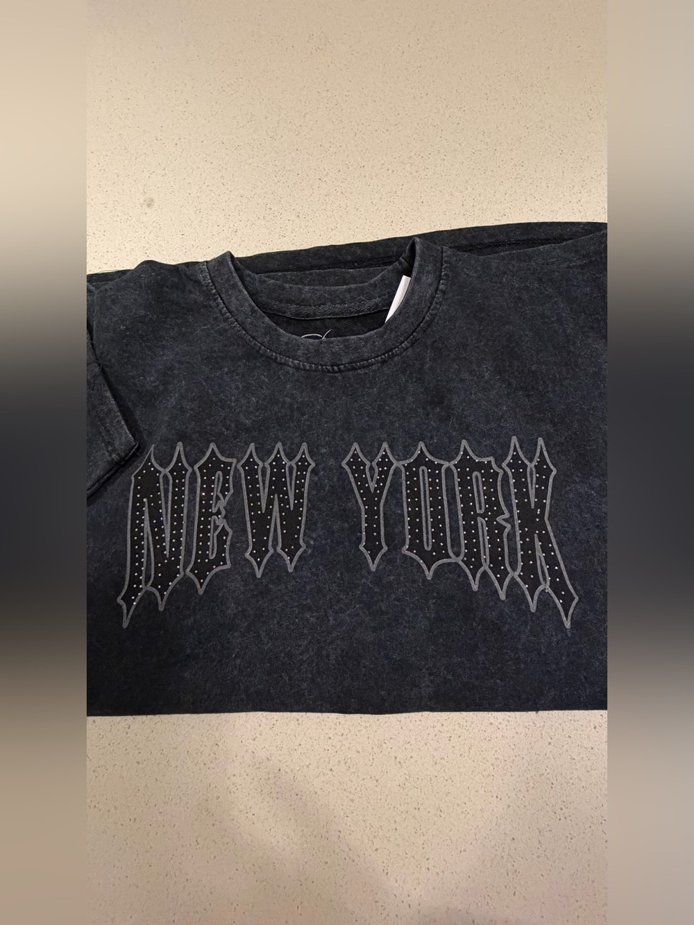 New York Graphic Mineral Wash Short Sleeve Tee - Charcoal